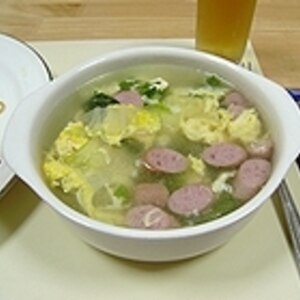白菜とウインナーの卵スープ